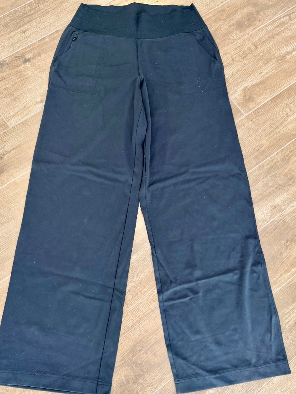 Athleta  wide-leg, leisure pants, black, size large/tall